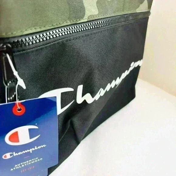 NWT Champion Manuscript Green Grid Camouflage Laptop Large Unisex Backpack - Picture 4 of 13